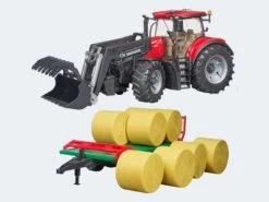 Bruder Trak 45cm Case IH Optum 300 CVX Mit Frontlader Und Ballentransportanhänger
