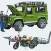 Bruder Land Rover Defender Mit Anhänger Scrambler Ducati Full Trottle Mit Fahrer