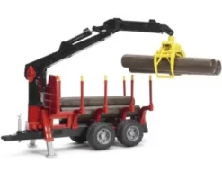 BRUDER 02252 Rückeanhänger M. Ladeklappe Und Holzgreifer