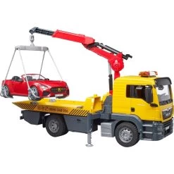 Bruder MAN TGS Abschlepp-LKW Mit Roadster, Modellfahrzeug (gelb/rot)