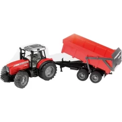 Bruder Massey Ferguson 7480, Modellfahrzeug (rot/schwarz, Mit Wannenkippanhänger)